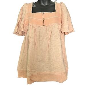 Oli & Hali Mineral Washed Balloon Sleeve Babydoll Top in Blush Size Small